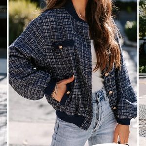 Vici Tweed Bomber Jacket